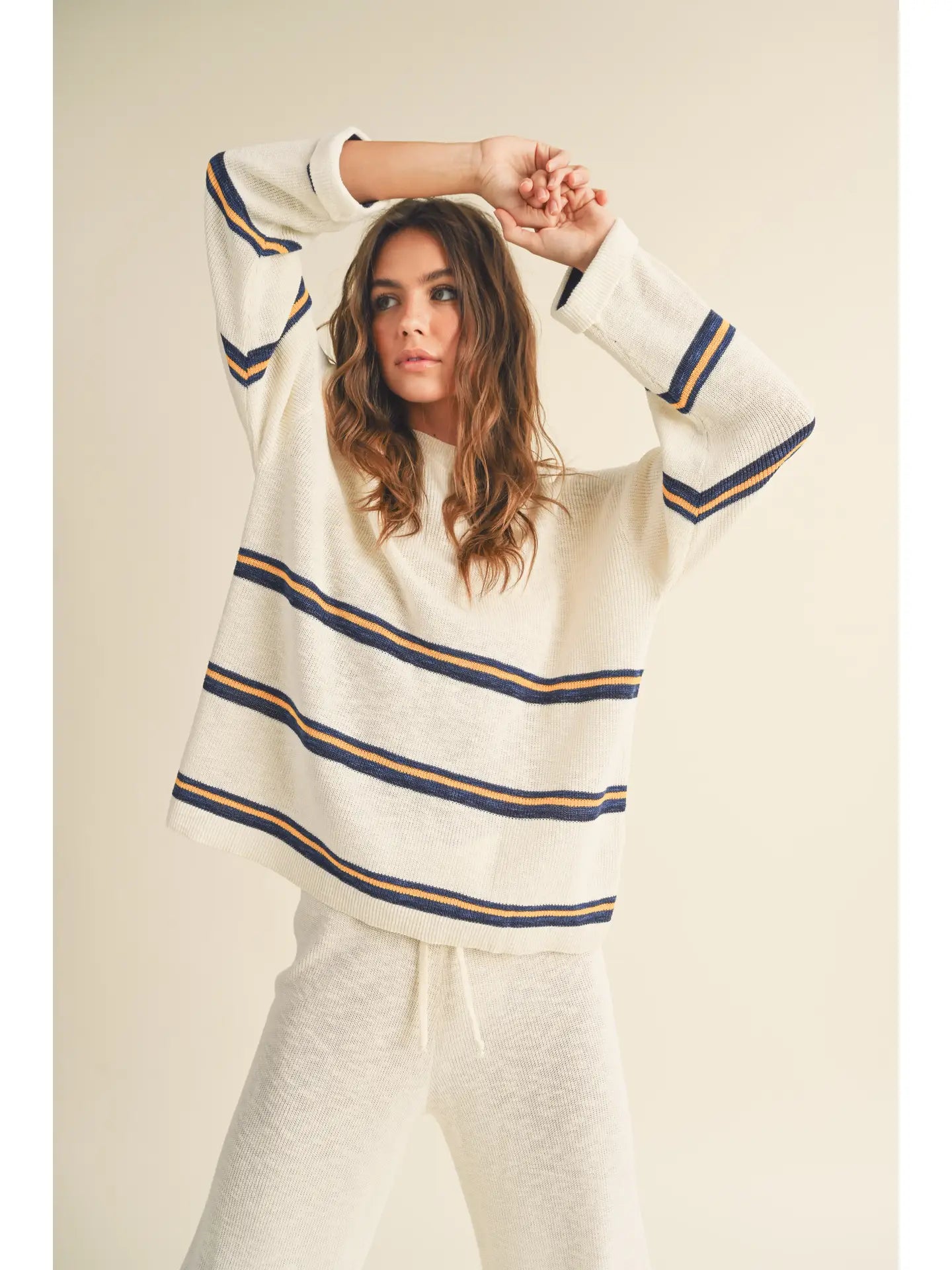 Striped Pullover Sweater - White Multi