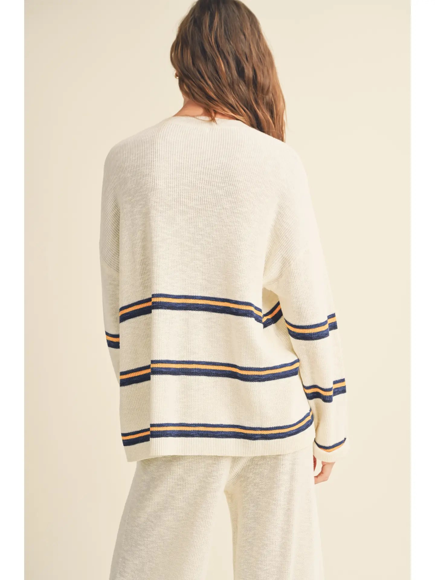 Striped Pullover Sweater - White Multi