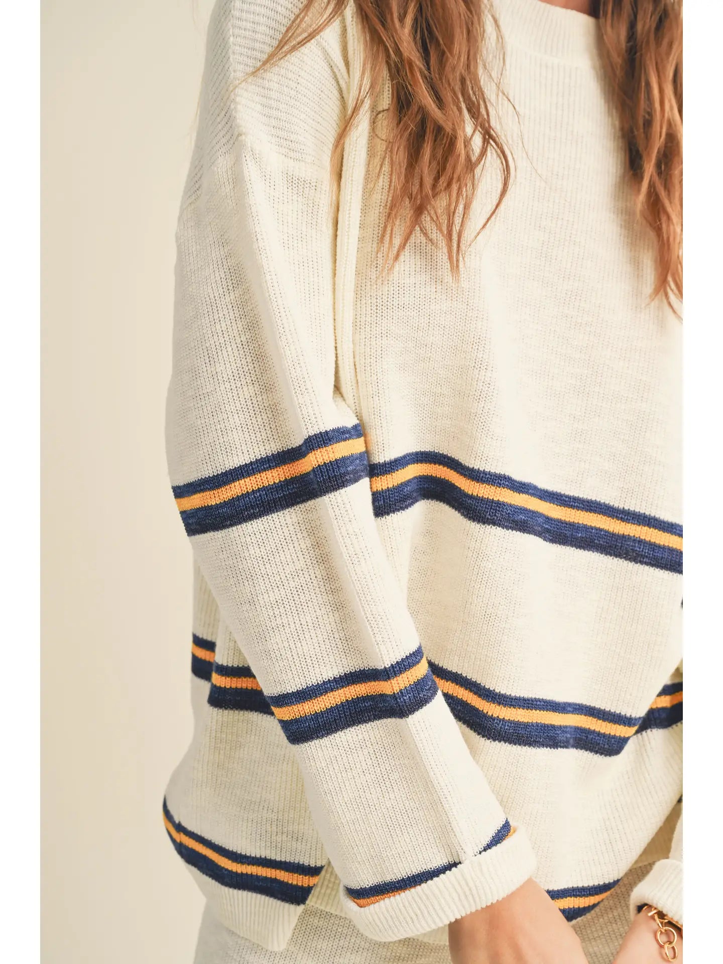 Striped Pullover Sweater - White Multi