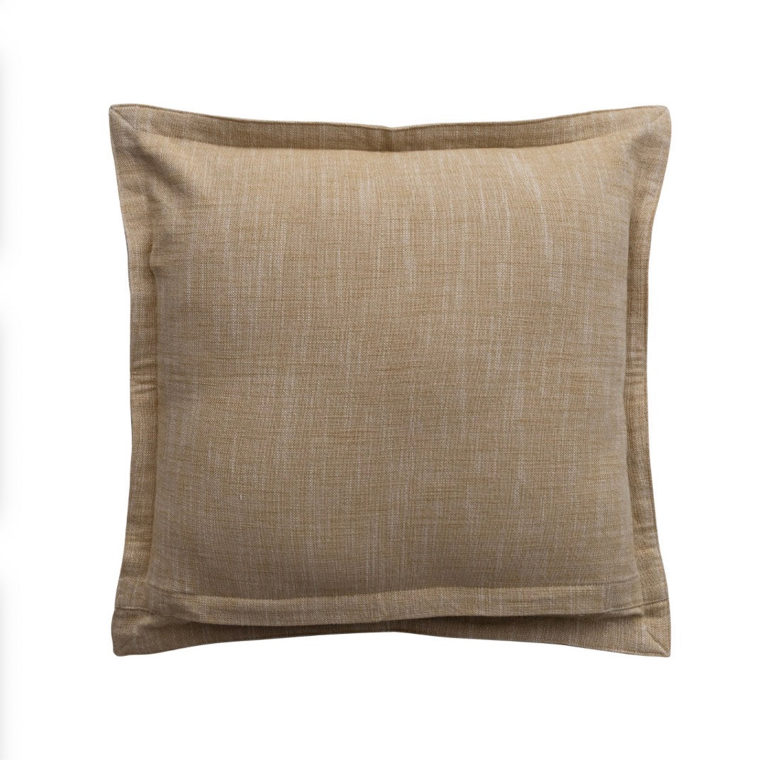 Woven Cotton Pillow with Striped Flange Edge