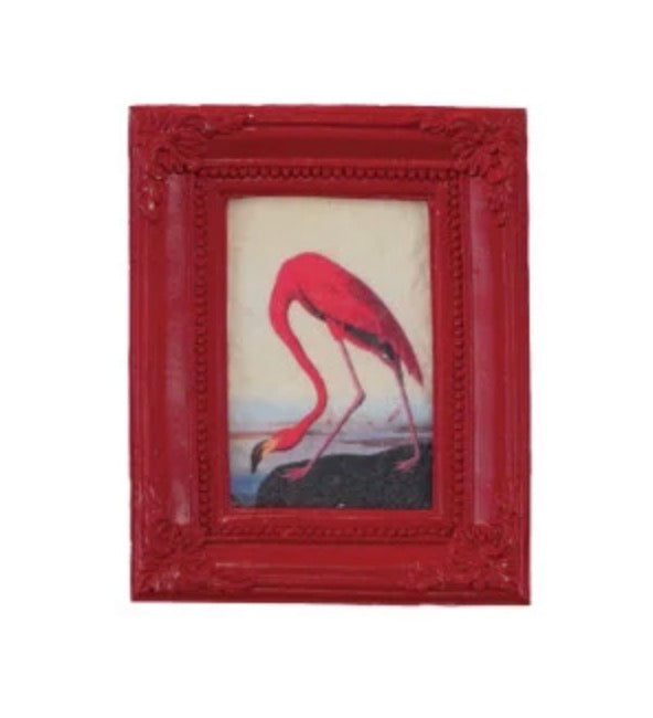 Mini Framed Art Magnet - Red/Bird