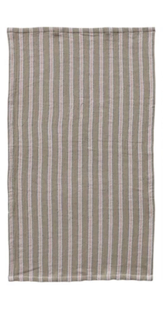 Double Cloth Striped Tea Towel - Beige