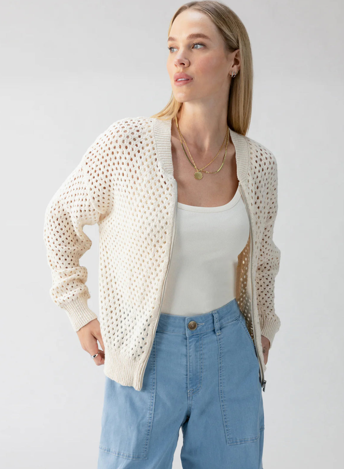 Stepping Out Bomber Sweater - Eco Natural