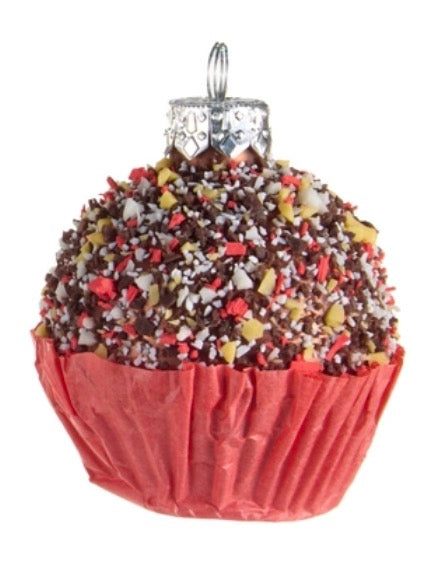Glass Bon Bon Holiday Ornament - Chocolate with Sprinkles
