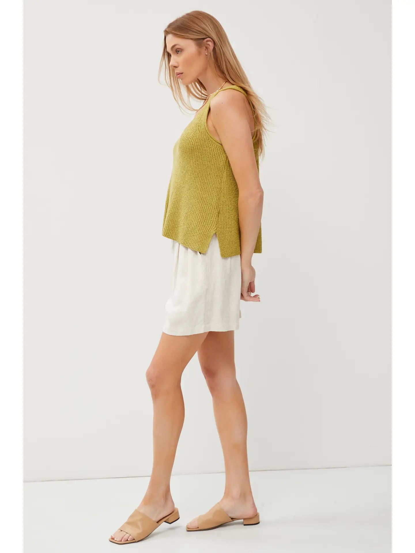Flowy Racerback Knit Tank Top - Kiwi