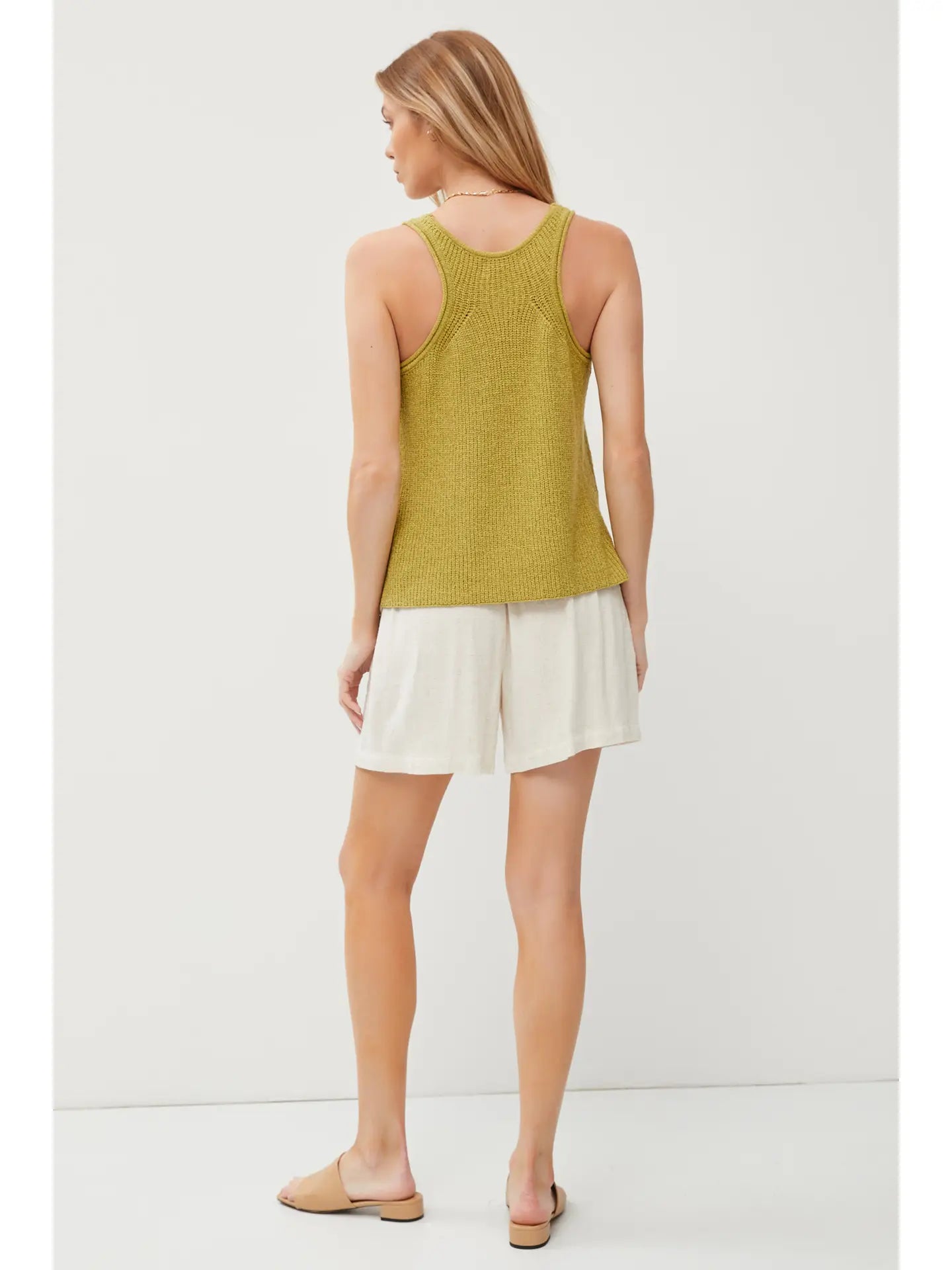 Flowy Racerback Knit Tank Top - Kiwi