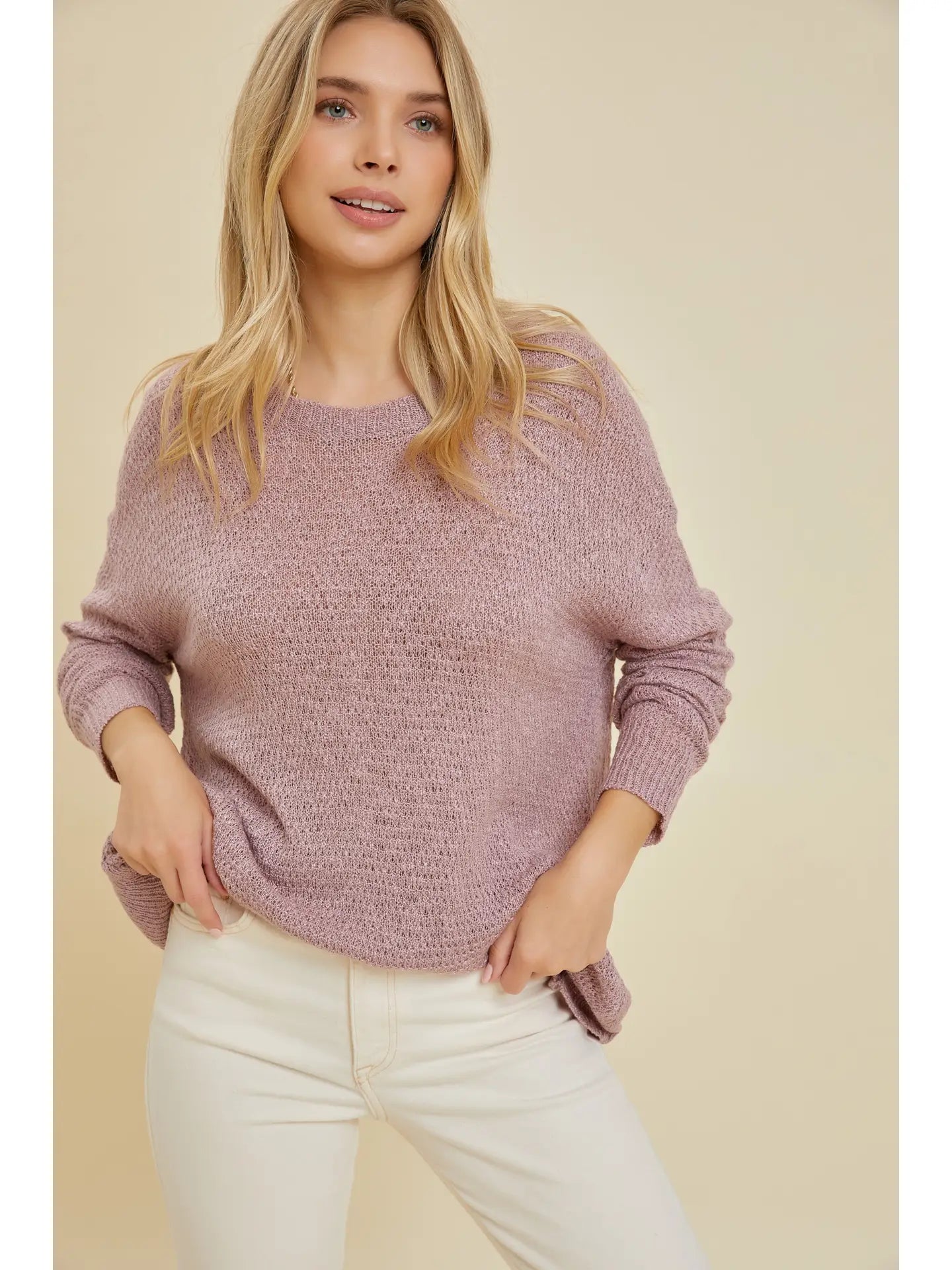 Open Back Pullover Sweater - Lilac