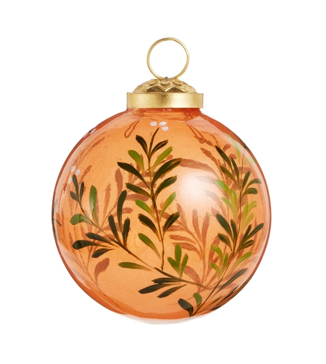 Orange Floral Glass Ball Holiday Ornament