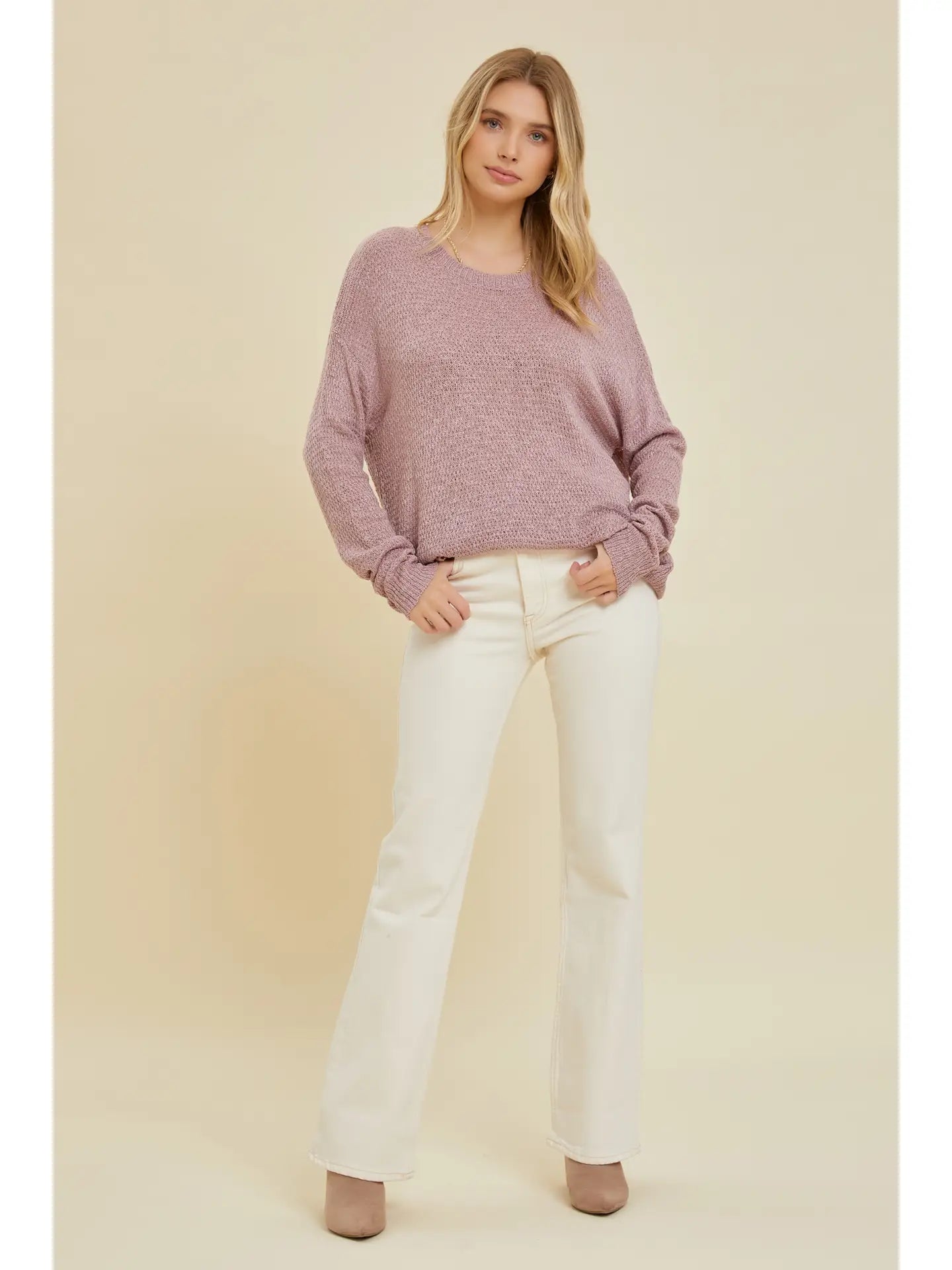 Open Back Pullover Sweater - Lilac