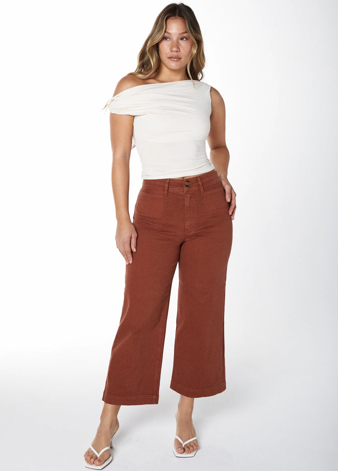 Gemma Wide Leg Cropped Jeans - Mojave