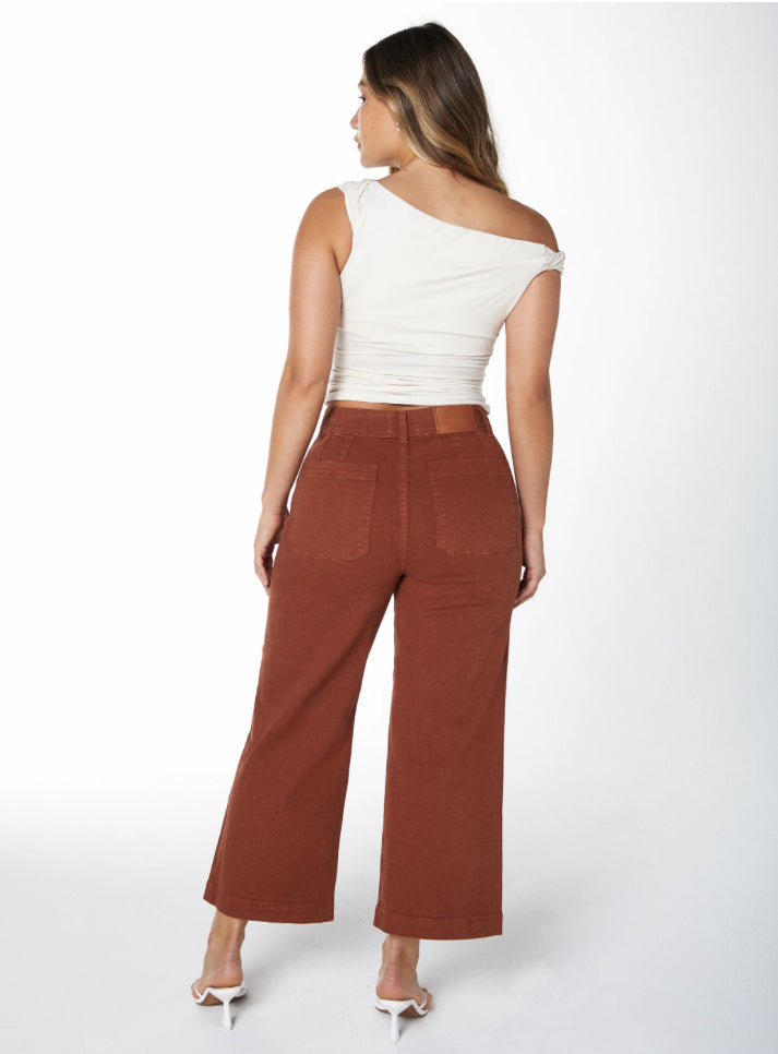 Gemma Wide Leg Cropped Jeans - Mojave