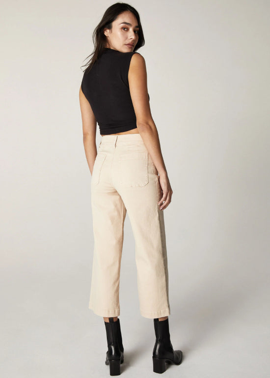 Gemma Wide Leg Cropped Jeans - Stone