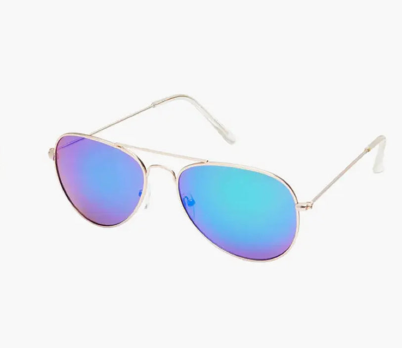 Gold Aviator Sunglasses - Blue