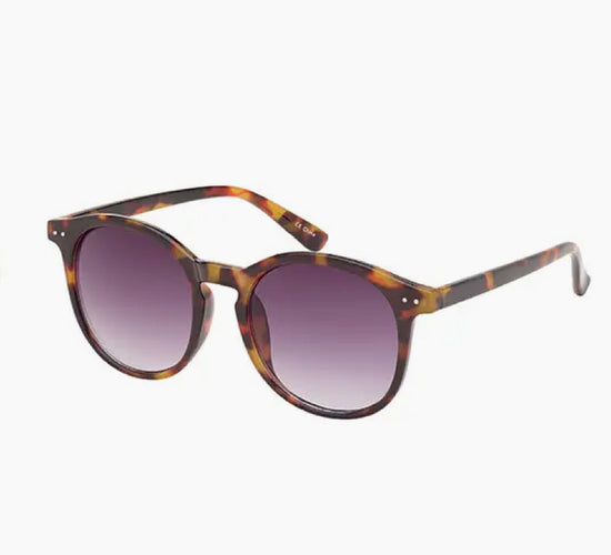 Round Keyhole Sunglasses - Tortoise with Grey