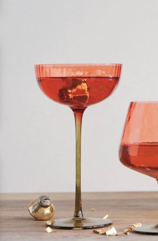 Ribbed Stemmed Coupe Glass