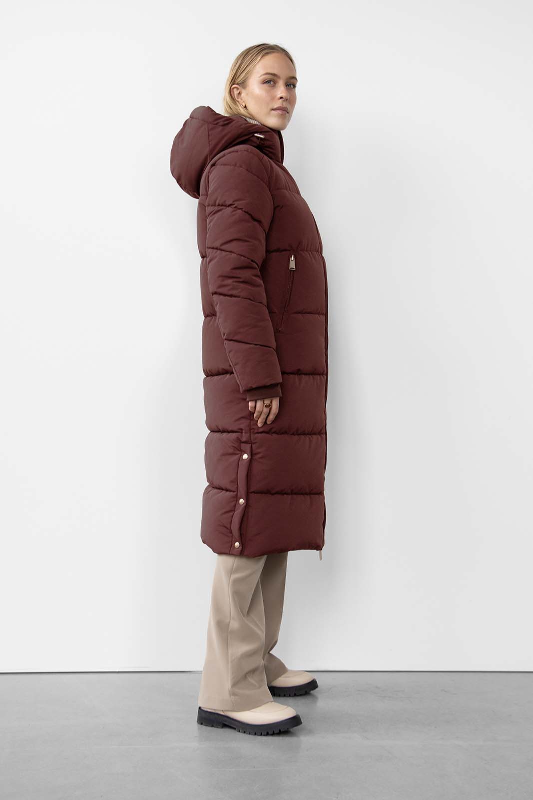 Glorian Long Puffer Coat - Decadent Chocolate