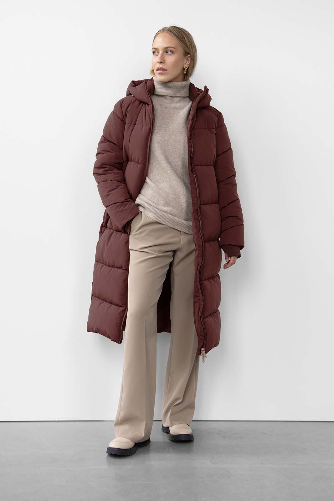 Glorian Long Puffer Coat - Decadent Chocolate