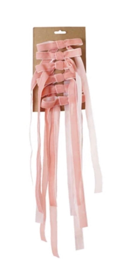 Velvet Clip-on Bows - Pink
