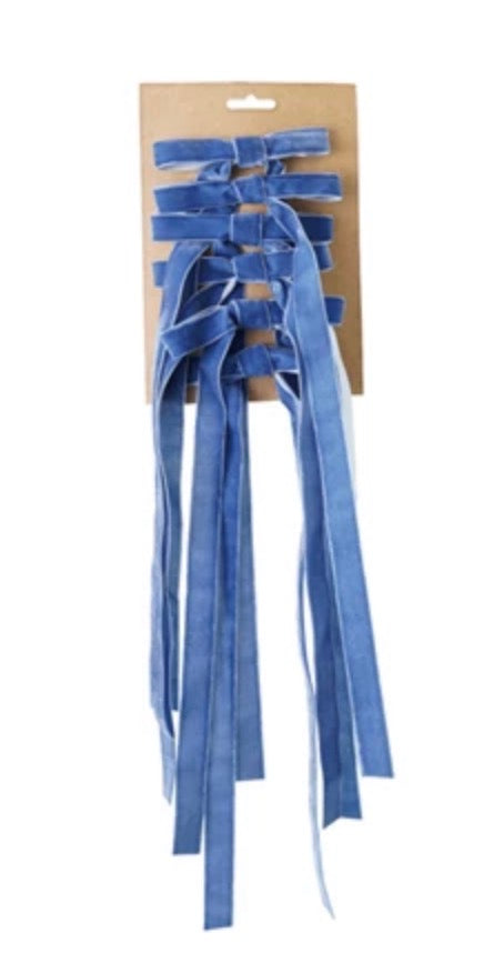 Velvet Clip-on Bows - Blue