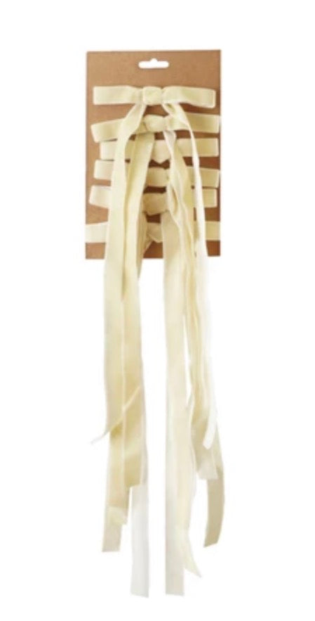 Velvet Clip-on Bows - Cream
