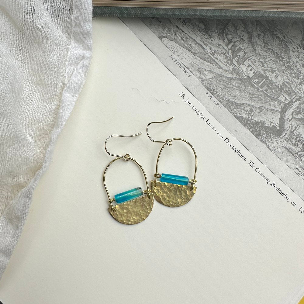 Mini Drop Earrings - Blue Stripe Agate