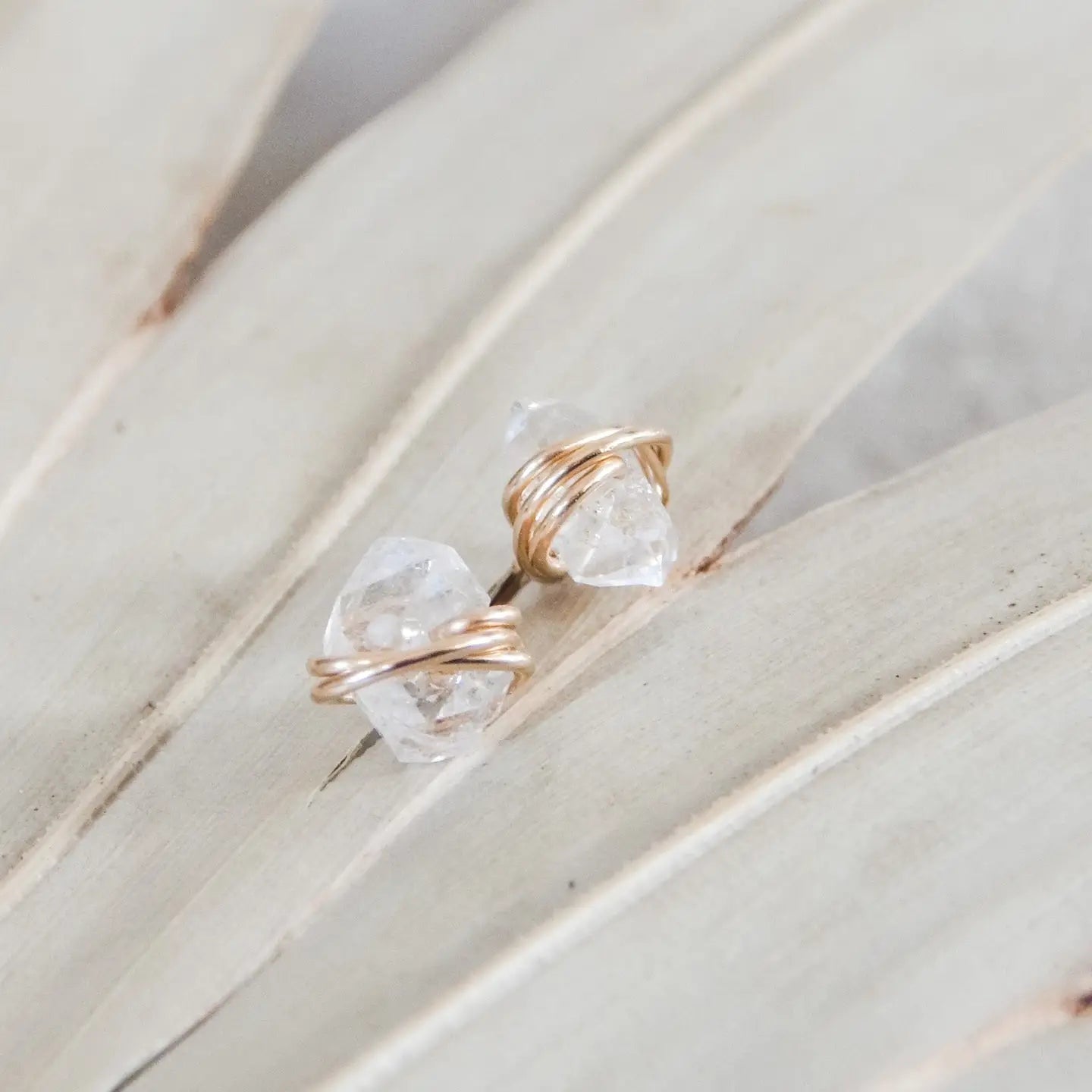 Herkimer Diamond Stud Earrings - Rose Gold