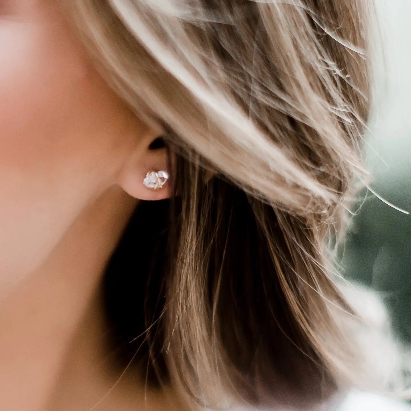 Herkimer Diamond Stud Earrings - Rose Gold