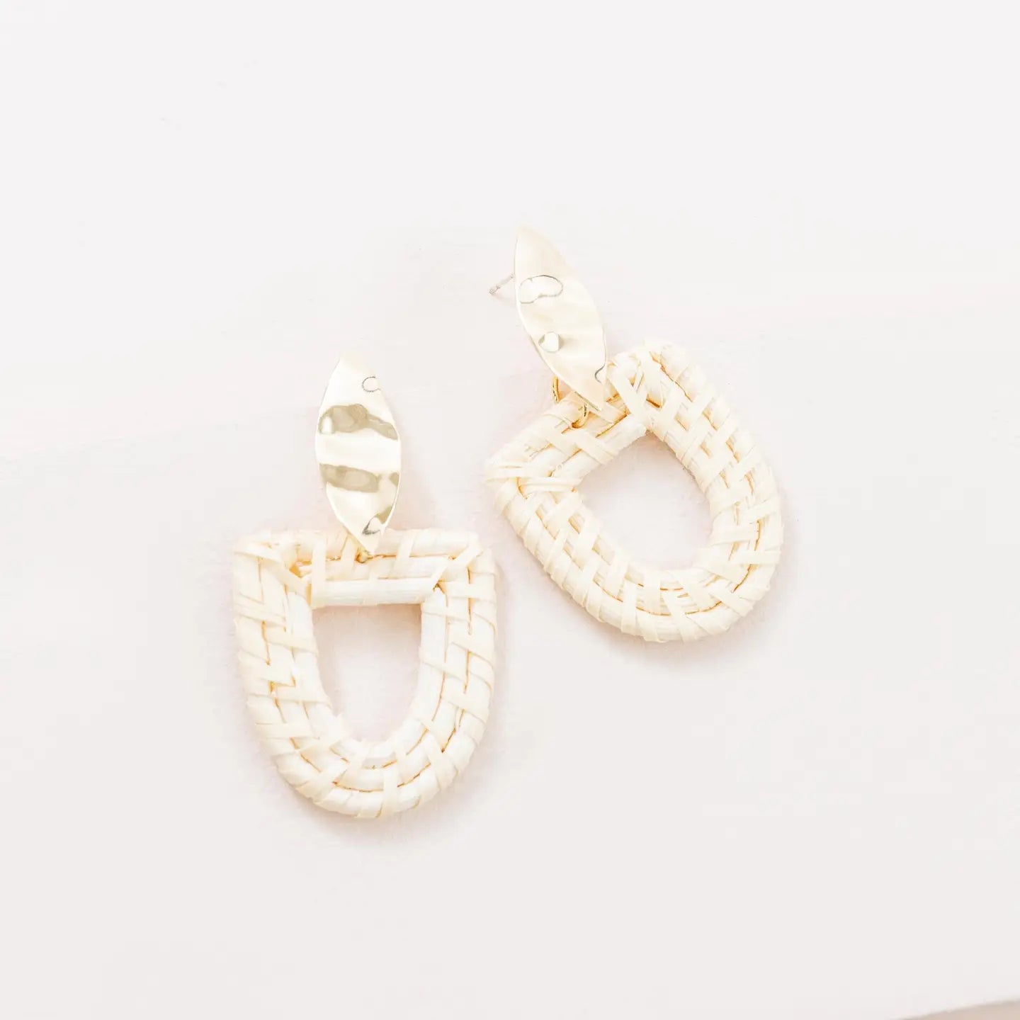 Gold & Wicker Drop Earrings