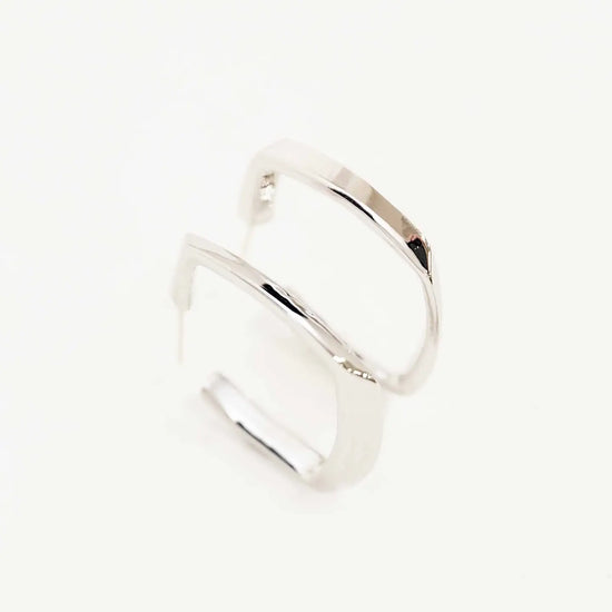 Angular Hoop Earrings - Silver