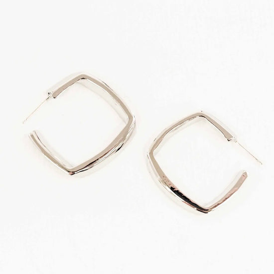 Angular Hoop Earrings - Silver