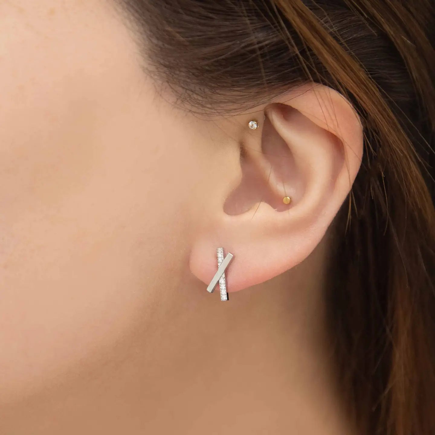 Crossroads Stud Earrings - Silver