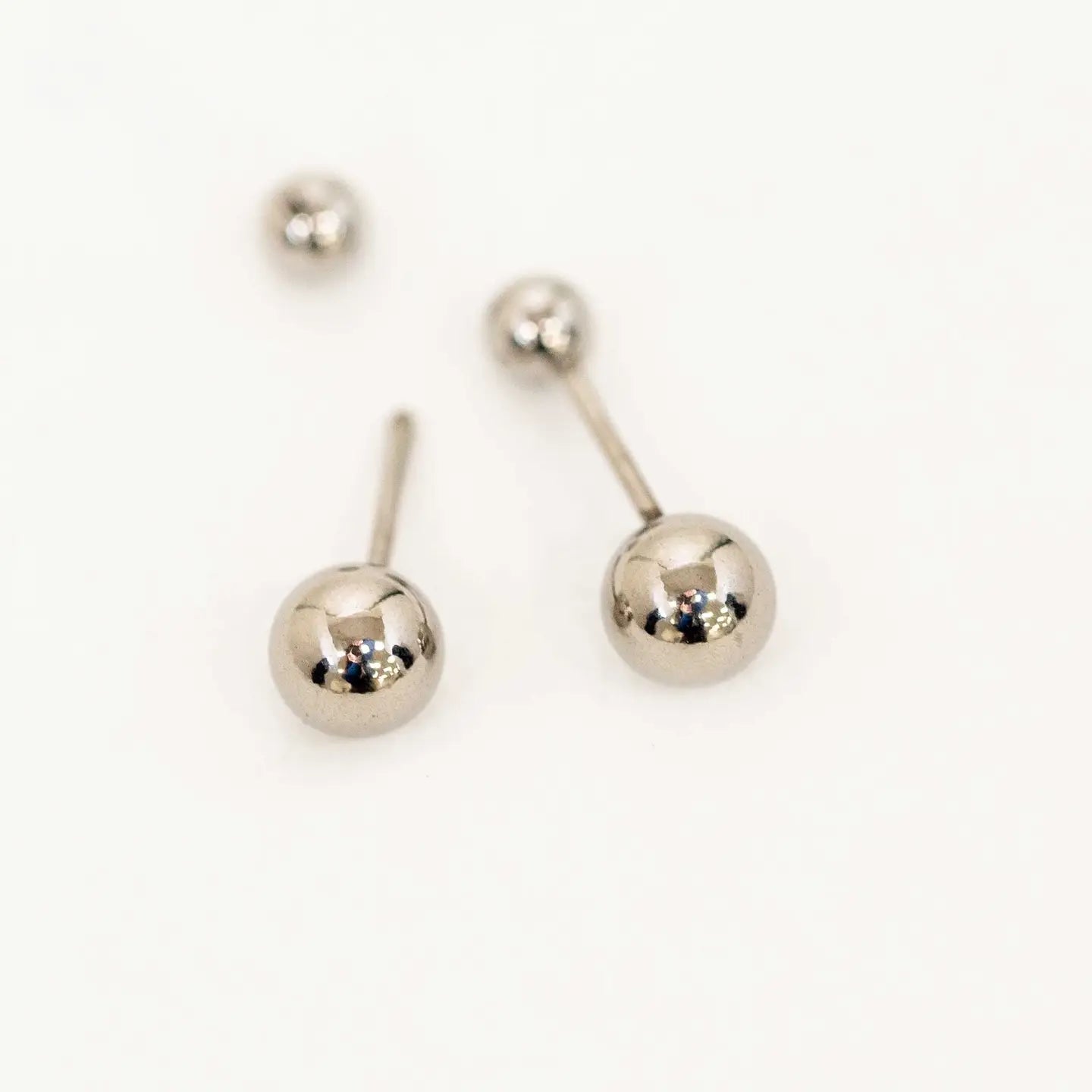 Ball Stud Earrings - Silver