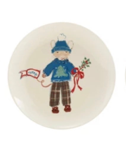 Stoneware Plate - Mouse in Blue Hat