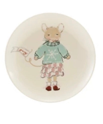 Stoneware Plate - Mouse in Snowflake Sweater