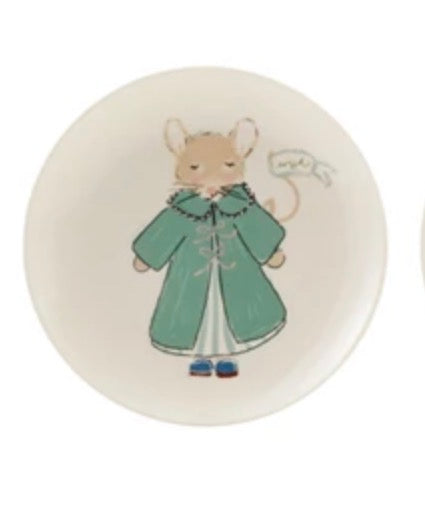 Stoneware Plate - Mouse in Green Coat