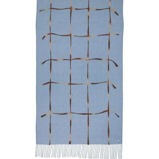 Needle Punch Grid Wrap Scarf - Blue