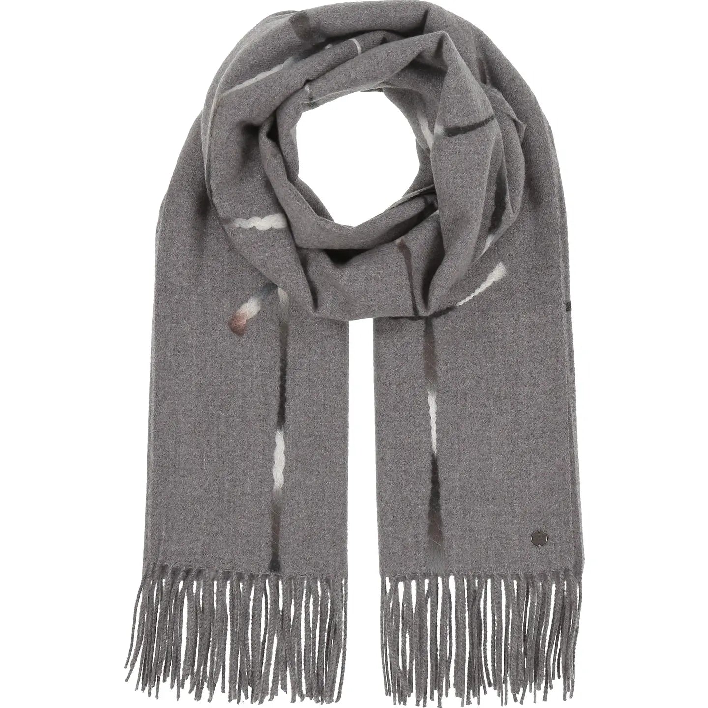 Needle Punch Grid Wrap Scarf - Grey