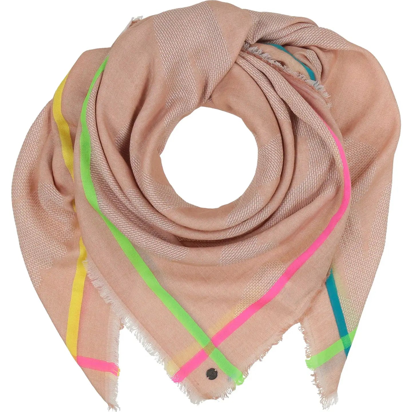 Panama Bordered Oversized Scarf - Frappe
