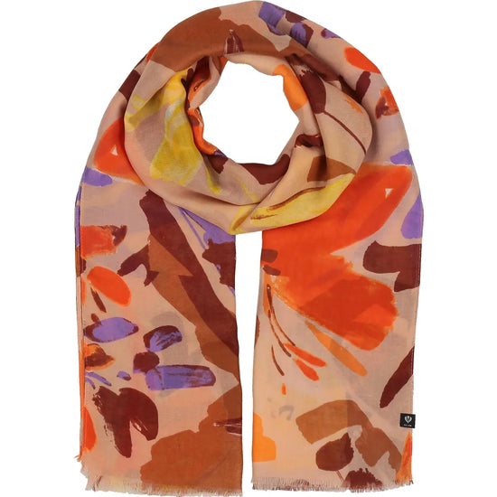 Wild Flower Patchwork Scarf - Camel/Blue