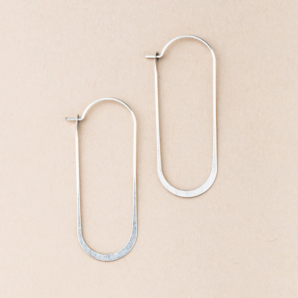 Cosmic Oval Hoop Earrings - Silver