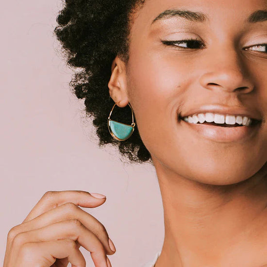 Blue Howlite & Gold Prism Hoops