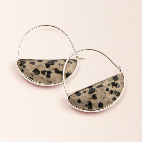 Dalmatian Jasper & Silver Prism Hoops