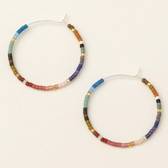 Chromacolor Miyuki Small Hoop Earrings - Dark Multi/Silver