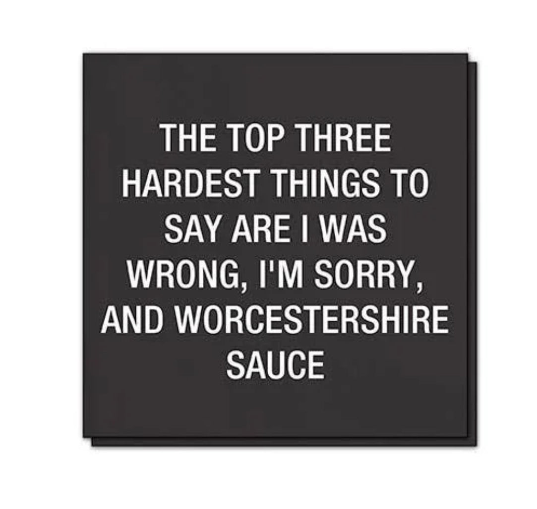 “The Top Three Hardest Things to Say” Cocktail Napkins