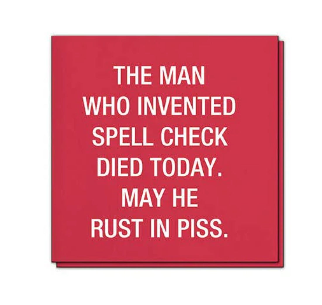 “The Man Who Invented Spell Check Died Today” Cocktail Napkins