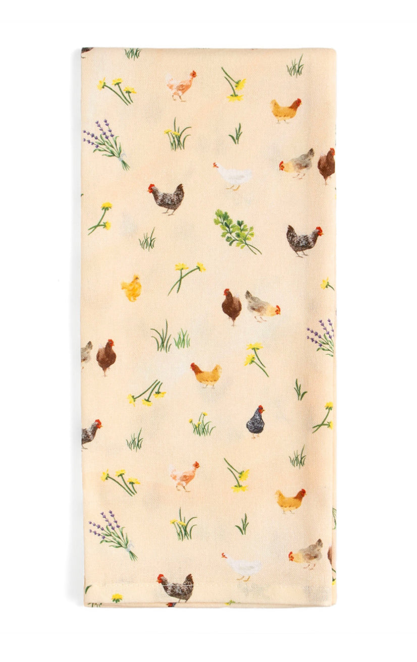 Chicken Meadows Tea Towel