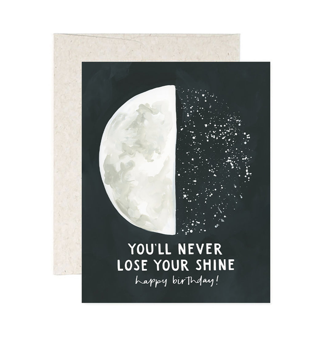 Speckle Moon Birthday Greeting Card