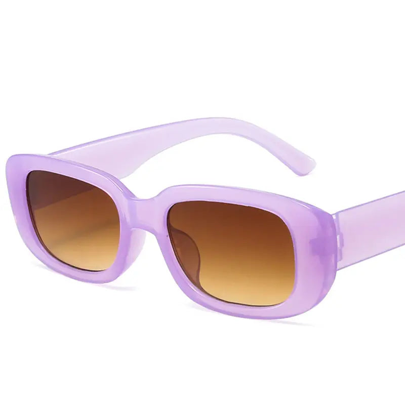 Trendy Small Square Sunglasses - Purple/Brown