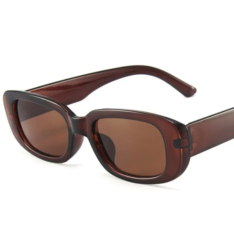 Trendy Small Square Sunglasses - Brown