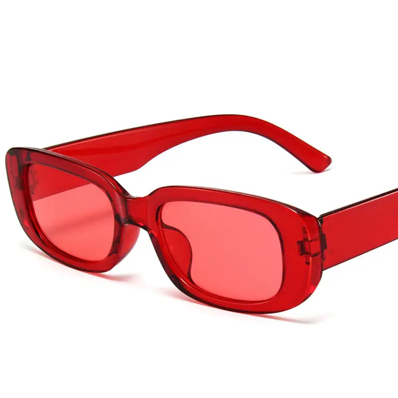 Trendy Small Square Sunglasses - Red